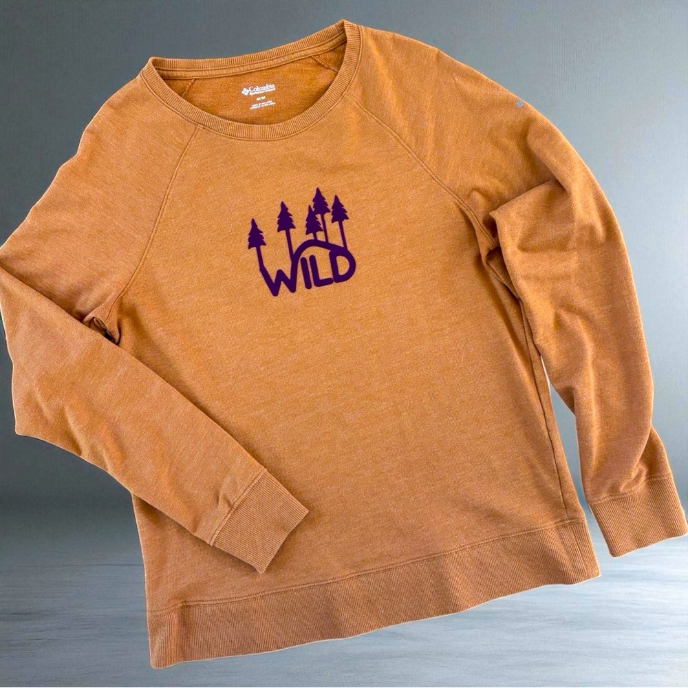 COLUMBIA Women's Crew Neck Sweatshirt in Caramel & Purple (M)